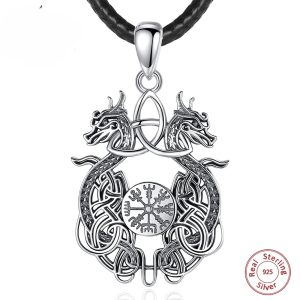 collier viking double dragon