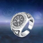 bague boussole à motif viking