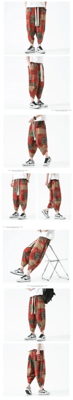pantalon en tissu nordique rouge