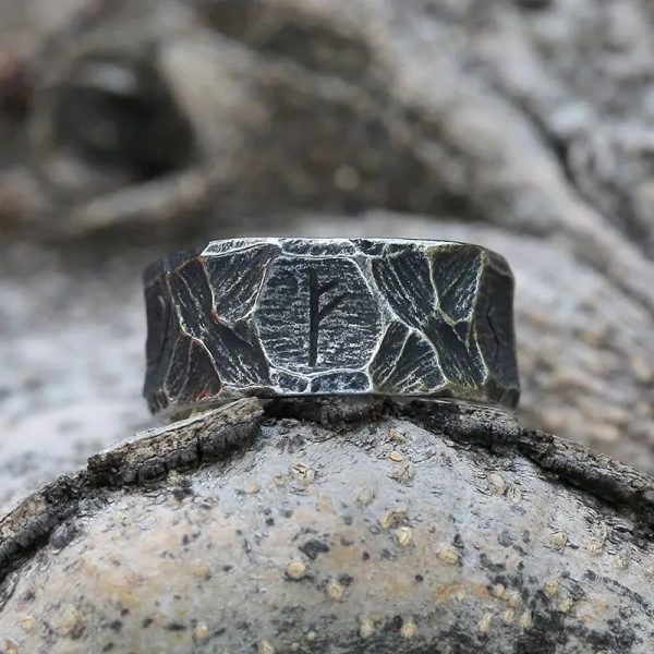 bague acier avec symbole Fehu