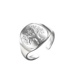 bague arbre de vie poétique en acier