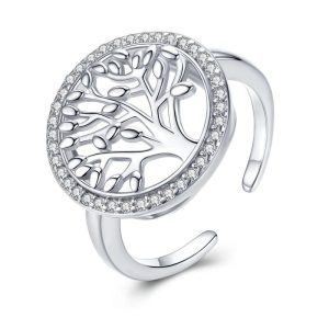 bague arbre de vie ronde en argent 925