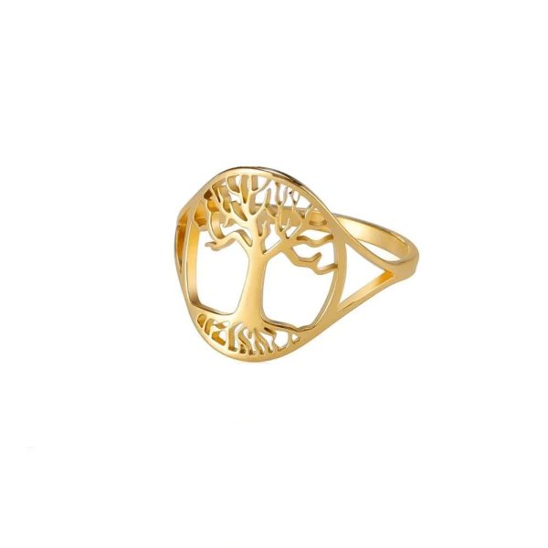bague arbre silhouette - dorée