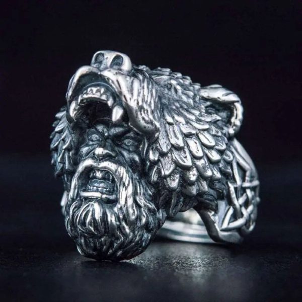 bague berserker en argent massif