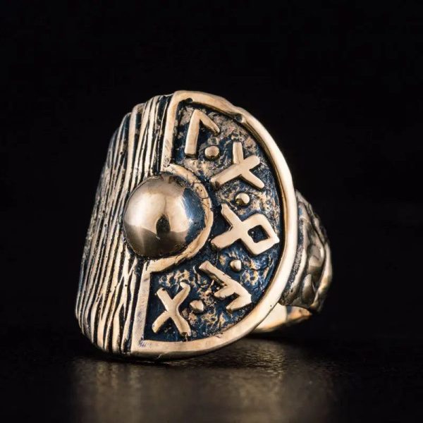 bague bouclier viking bronze massif