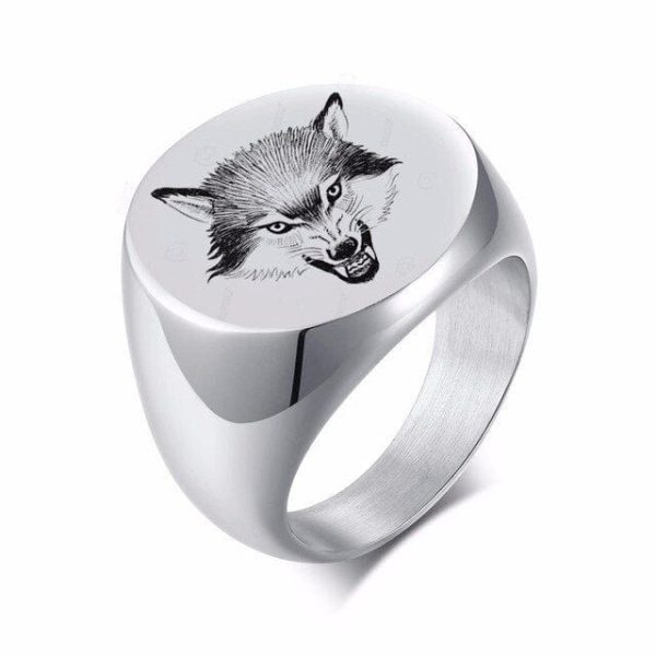 bague chevalière loup fenrir hargneux