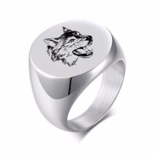 bague chevalière viking tête de loup