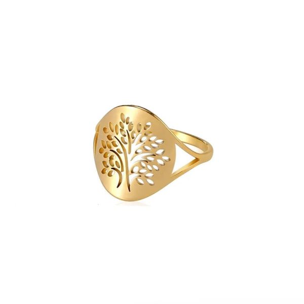 bague dorée germination d'arbre