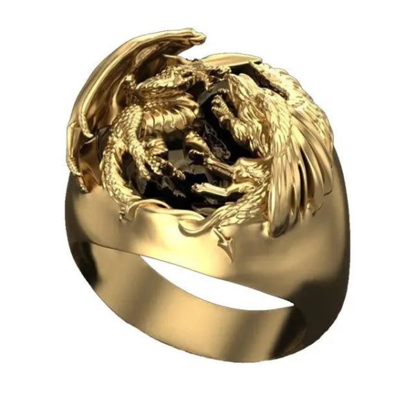 bague dragon affrontement final acier