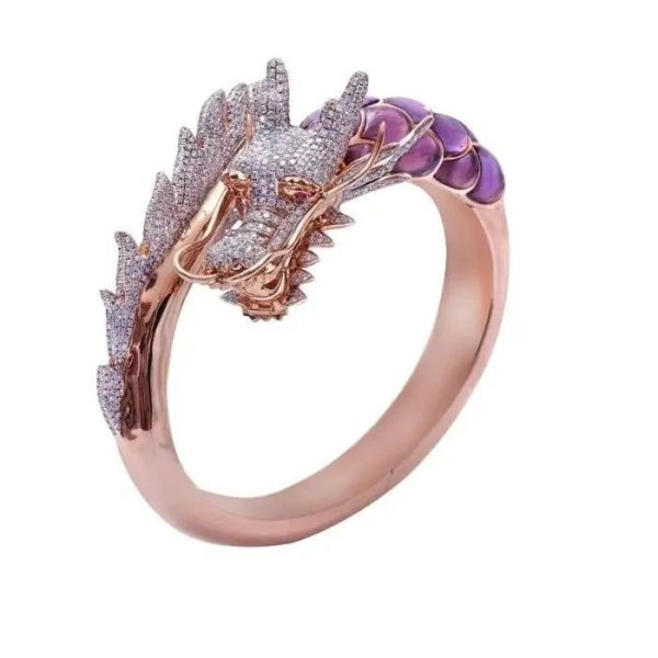 bague dragon élégant acier