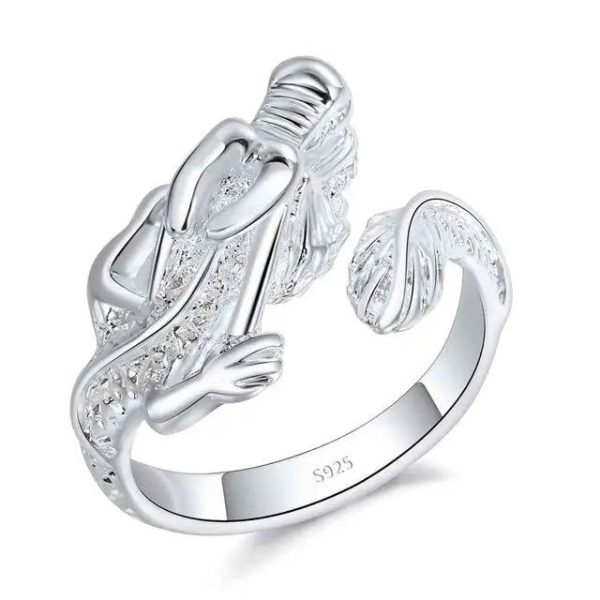 bague dragon étincelant en argent
