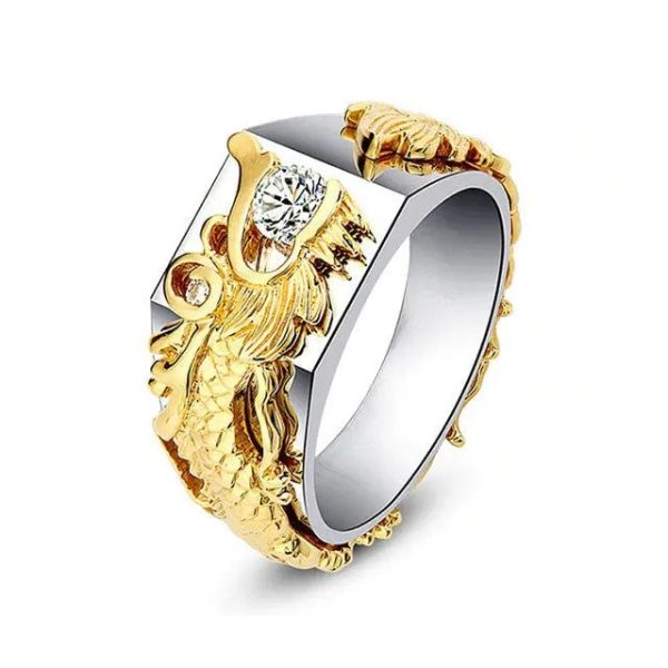 bague dragon majestueux en acier