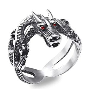 bague dragon mystérieux en acier