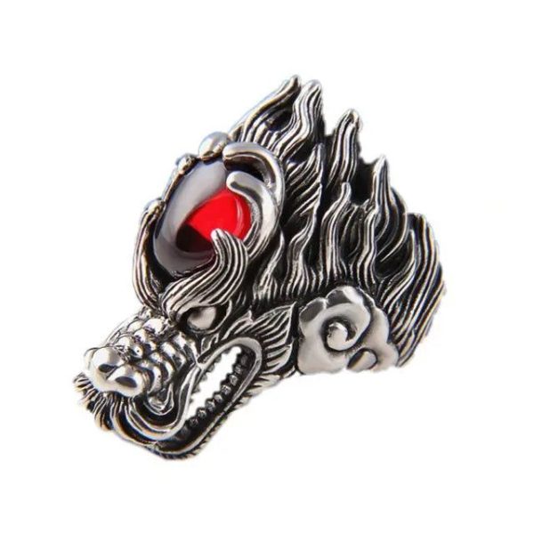 bague dragon pierre rouge