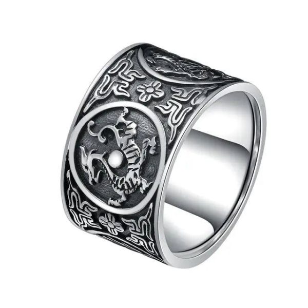 bague dragon viking argent