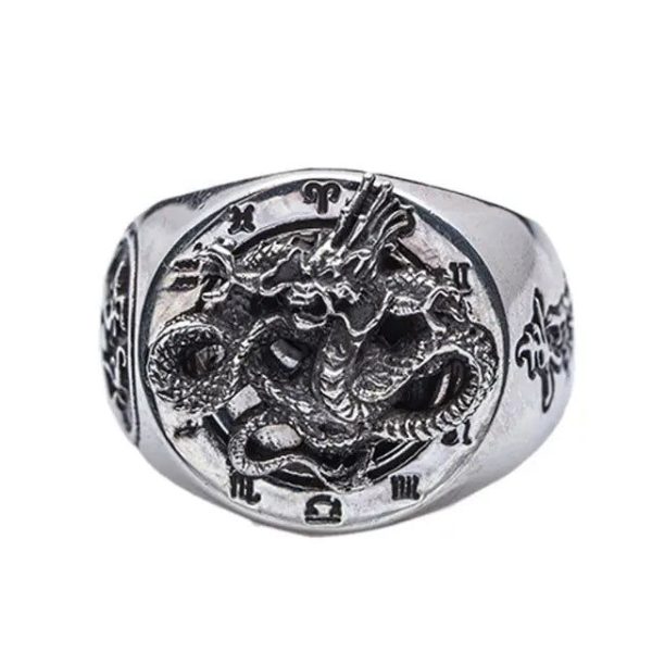 bague dragon zodiacal en argent