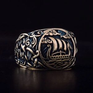 bague Drakkar en bronze massif