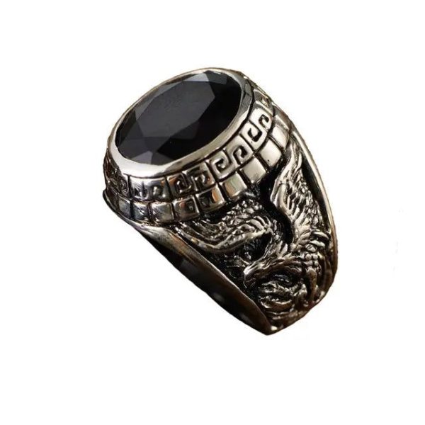 bague esprit du dragon noir en argent