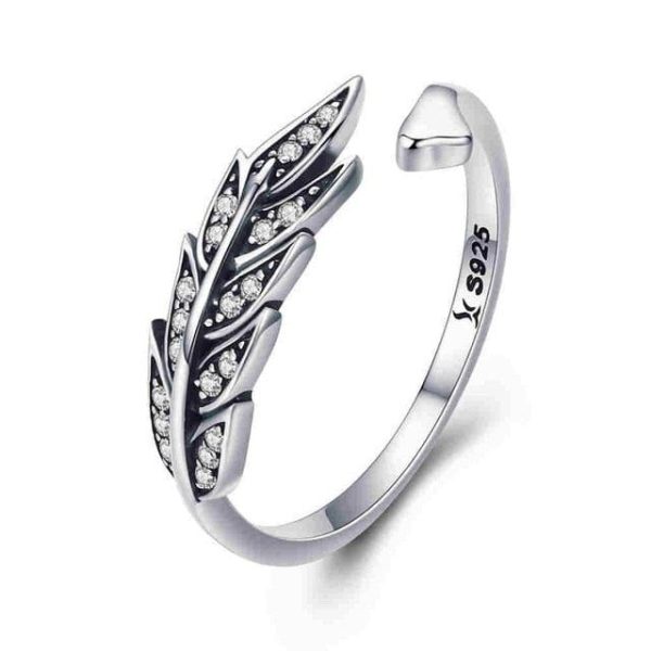 bague feuille arbre de vie en argent et zirconium