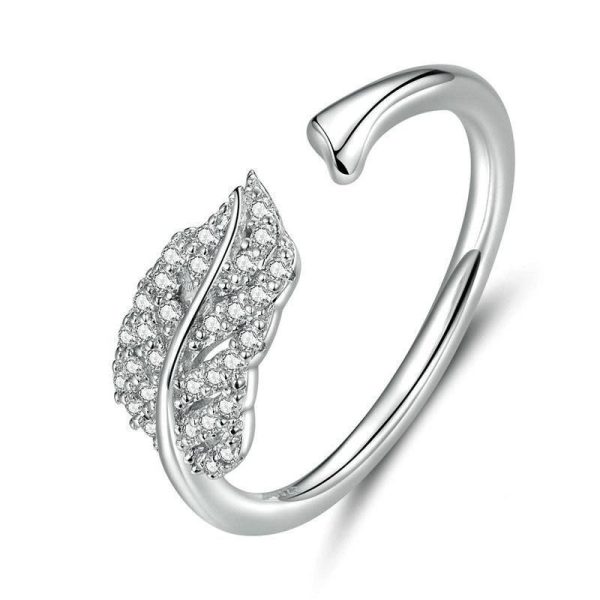 bague feuille d'arbre de vie en argent et zirconium