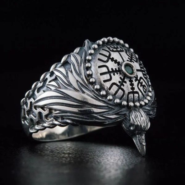 bague Hugin Vegvisir en argent