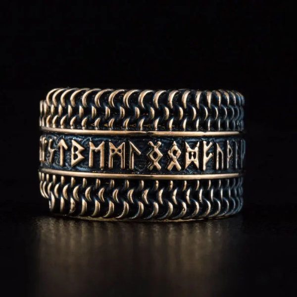 bague runique en bronze massif
