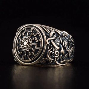 bague soleil noir en bronze massif