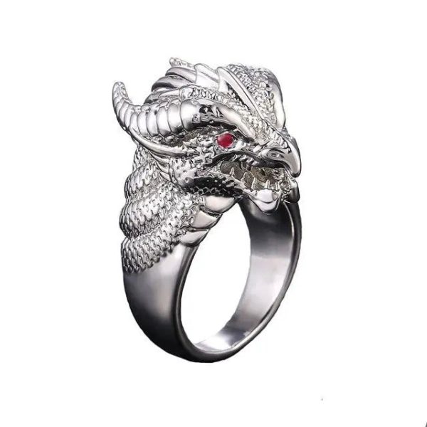 bague tête du dragon ouroboros acier