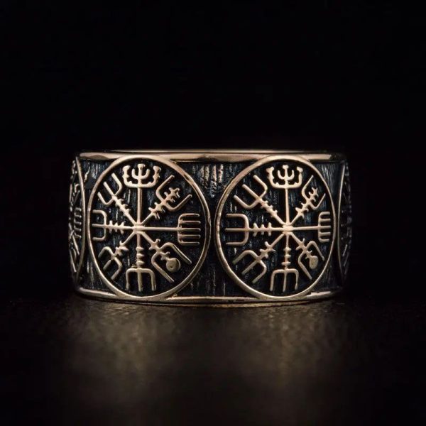 bague vegvisir en bronze massif