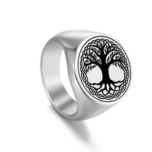 bague viking arbre de vie et nœud celtique