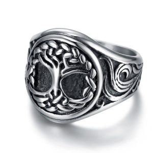 bague viking arbre de vie et vague