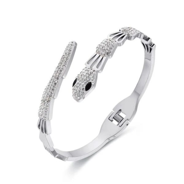 bracelet argenté éclat serpent cristallin