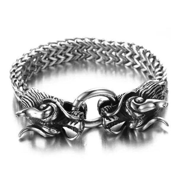 bracelet tête de dragon en acier