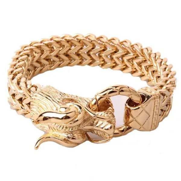 bracelet tête de dragon or