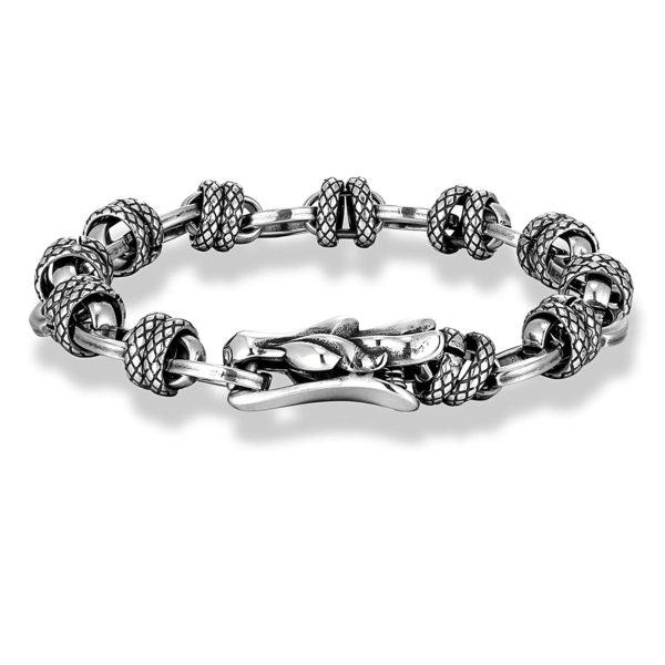 bracelet viking en acier inoxydable serpent de midgard
