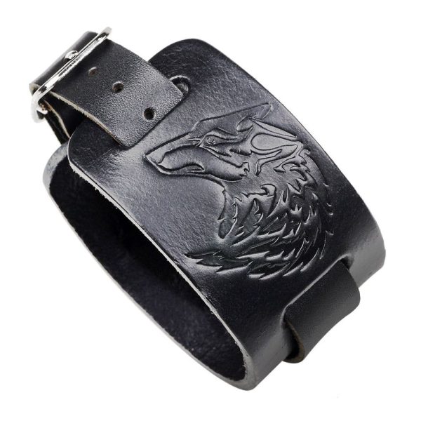 bracelet viking en cuir loup fenrir