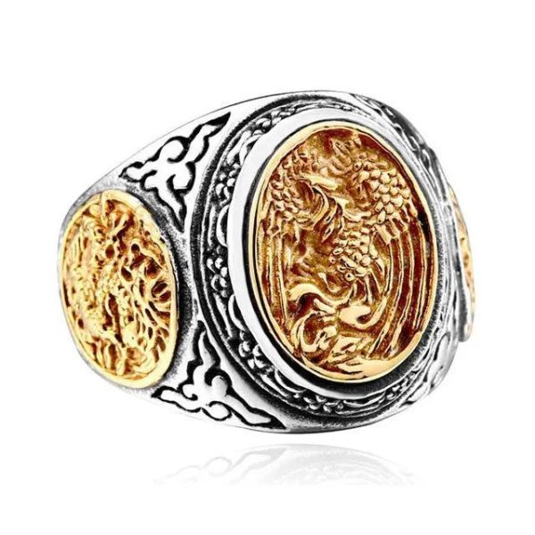 chevalière mystère du dragon en acier