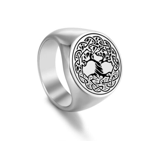 chevalière viking motif arbre de vie celtique