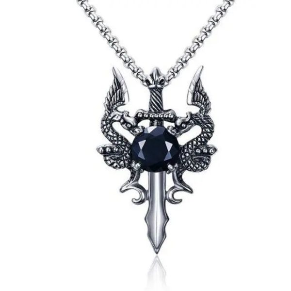 collier coeur de dragon en acier