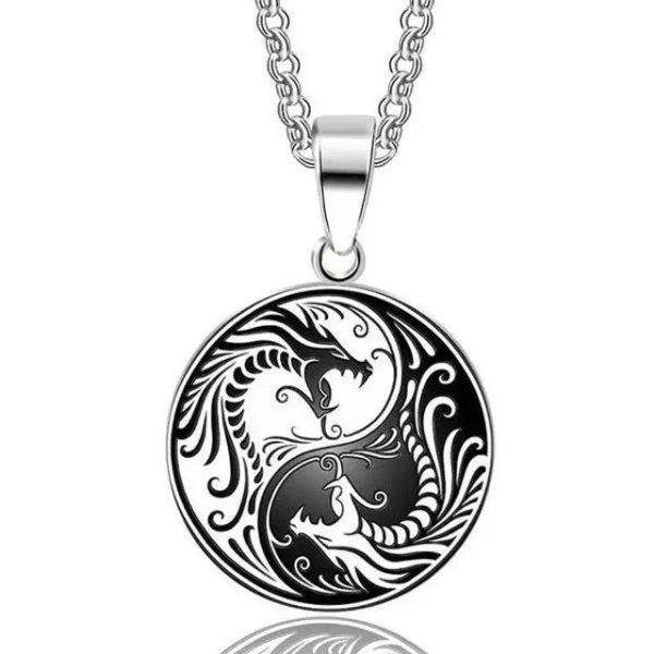 collier dragon nordique en acier