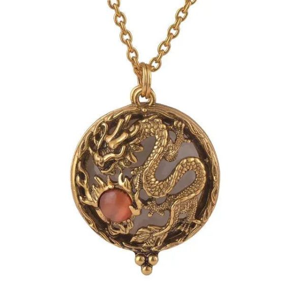 collier dragon porte bonheur acier