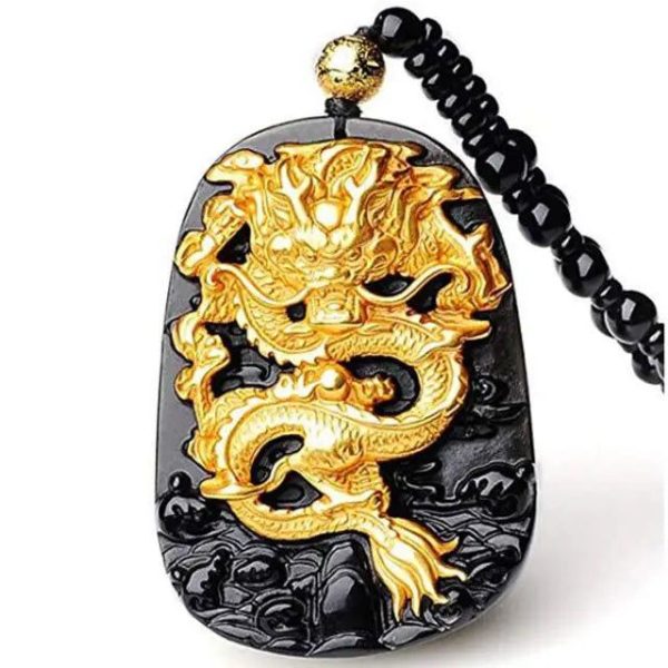 collier dragon talisman en or pur