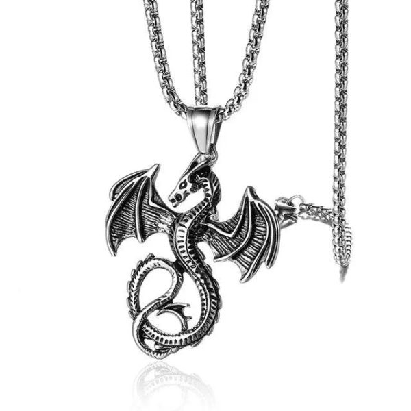 collier dragon viking fafnir acier