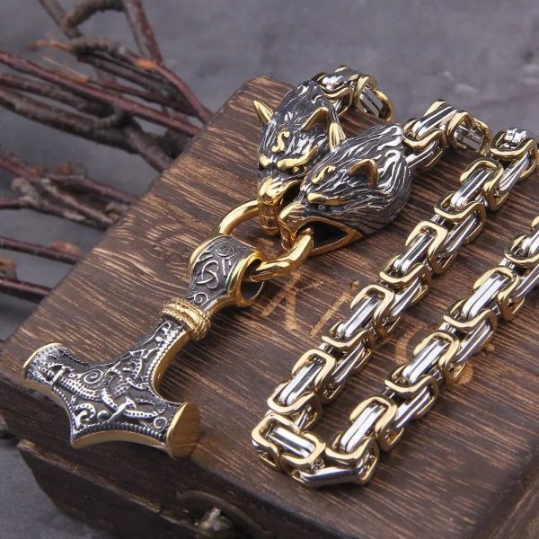 collier mjolnir or et argent