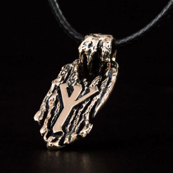 collier rune algiz en bronze massif