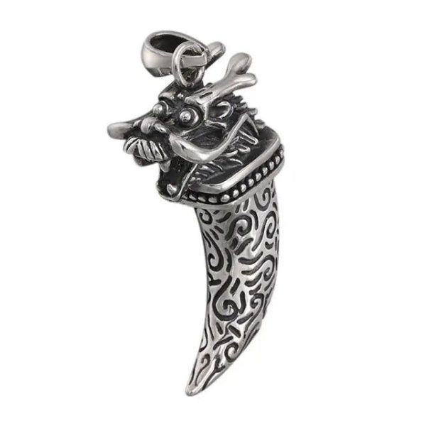 collier tête de dragon viking argent
