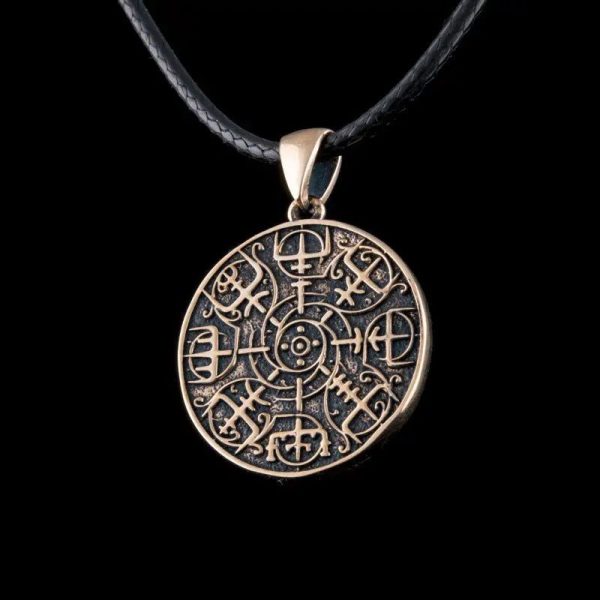 collier vegvisir en bronze massif
