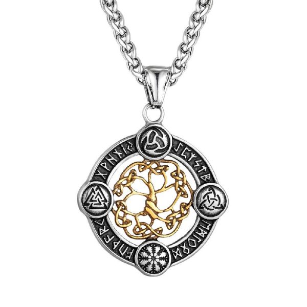 collier viking arbre de vie et runes