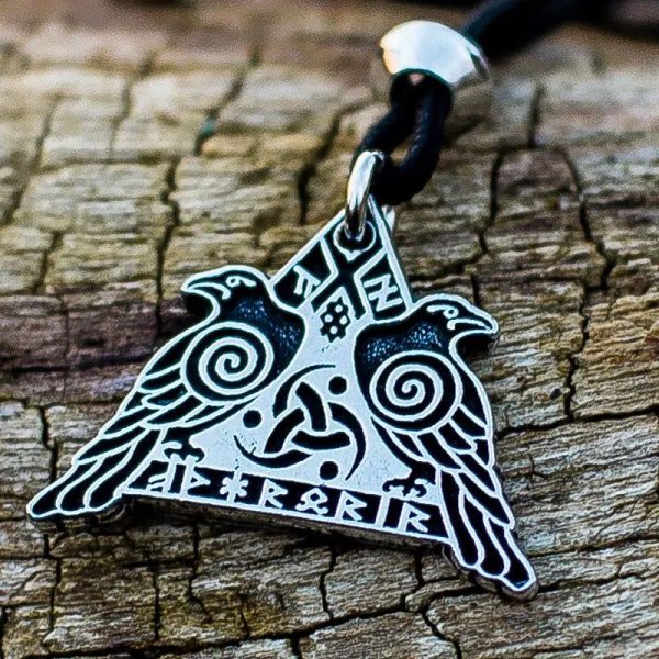 collier viking Hugin et Munin en argent sterling