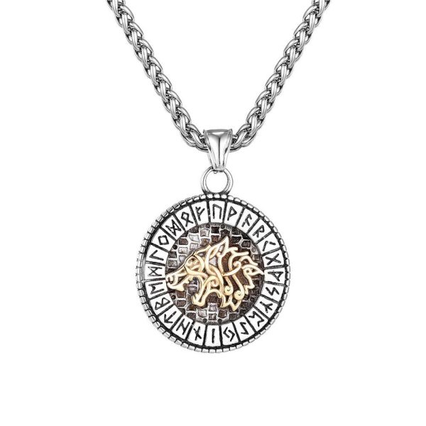 collier viking loup et runes